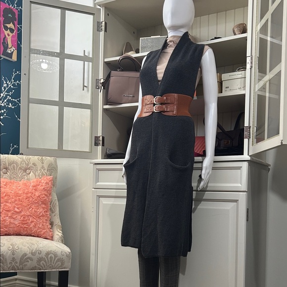 Wilfred Dark Gray Vest with Brown Belt - Picture 2 of 15